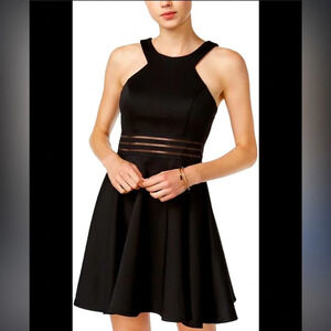 City Studio dress - black scuba fit and flare sheer panel NWT